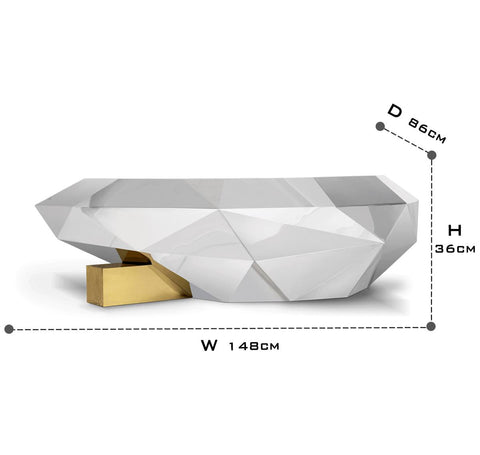 Black Faceted Design Sculptural Form Coffee Table