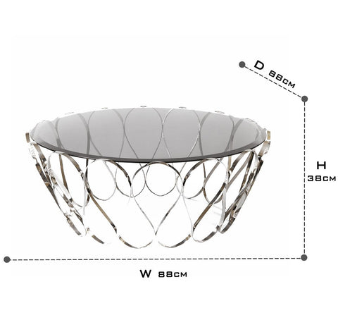 Brass Glass Sculptural Form Coffee Table