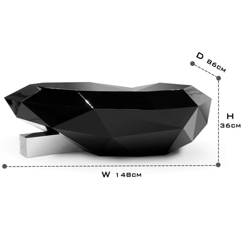 Black Faceted Design Sculptural Form Coffee Table