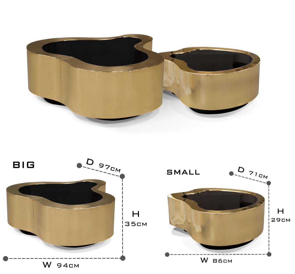 Brass Sculptural Form Coffee Table Living Room