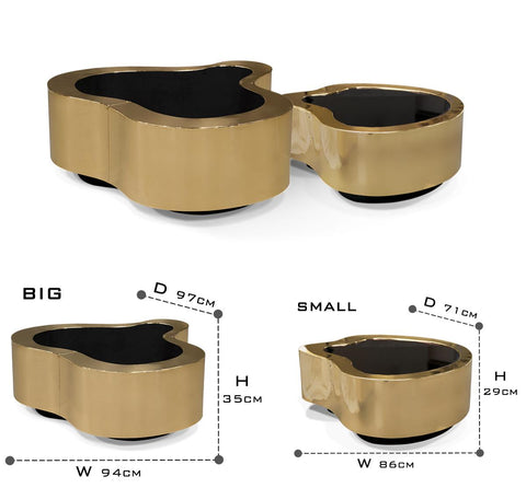 Brass Sculptural Form Coffee Table Living Room