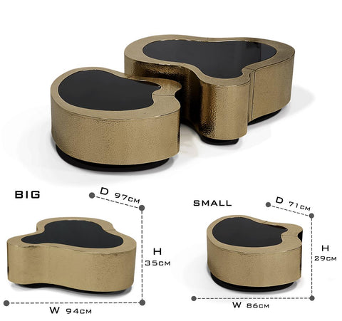 Brass Sculptural Form Coffee Table Living Room