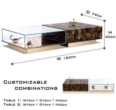 Brass Glass Gold Sculptural Form Coffee Table Brass Accents