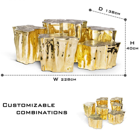 Brass White Sculptural Form Coffee Table
