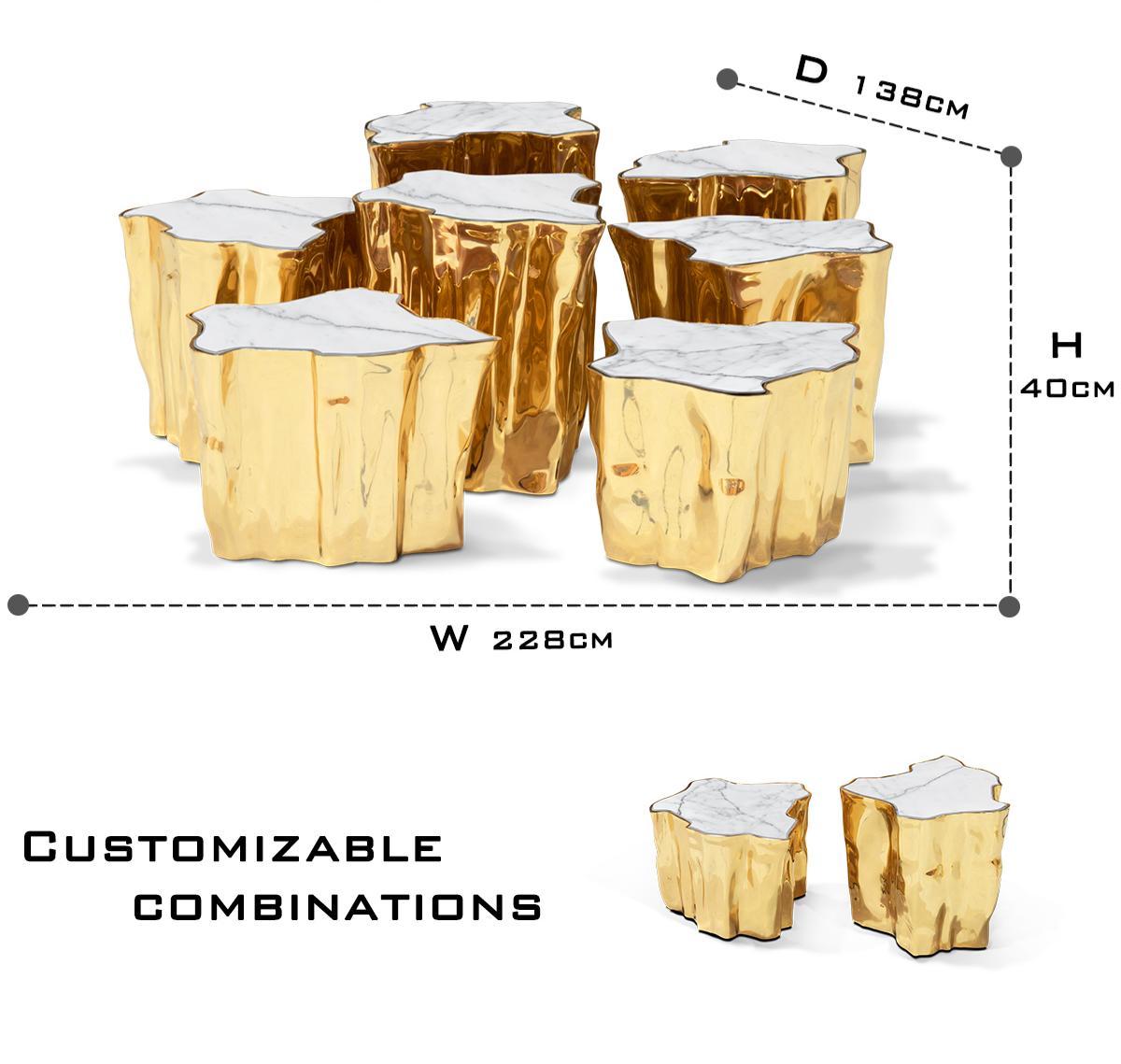 Brass White Sculptural Form Coffee Table