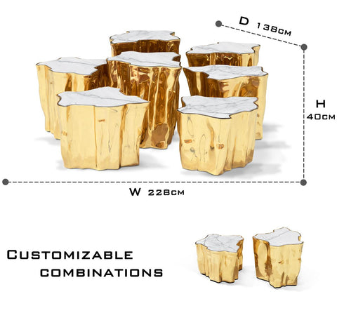 Brass White Sculptural Form Coffee Table