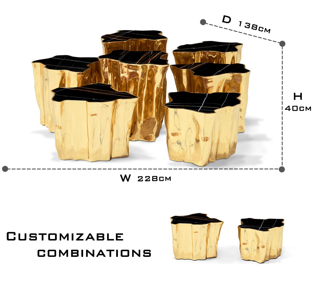 Brass White Sculptural Form Coffee Table