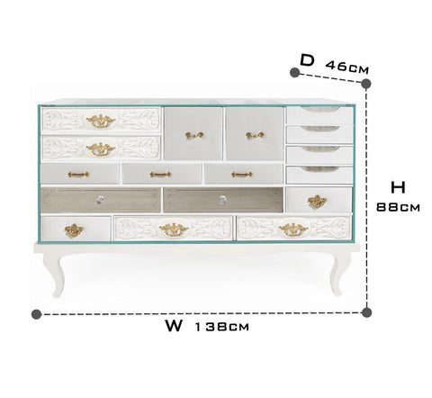 Patchwork Wood Sideboard Buffet Cabinet with Hidden Storage