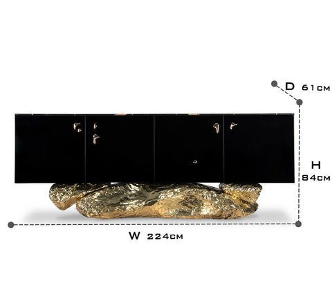 Gold Hidden Storage Sculptural Form Sideboard Dining Room