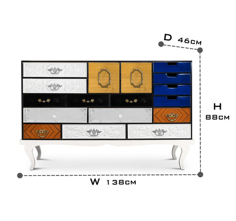 Patchwork Wood Sideboard Buffet Cabinet with Hidden Storage