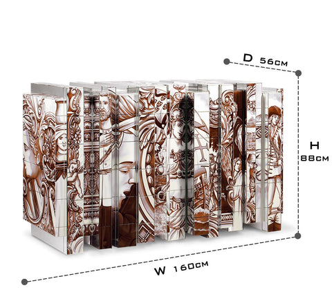 Hand-Painted Tile Sideboard Cabinet
