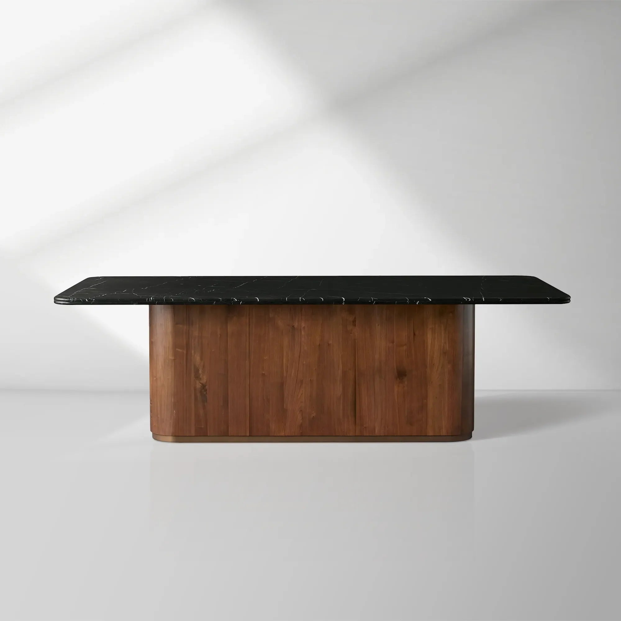 Caden Dining Table with Walnut Wood Base and Marble Stone Top