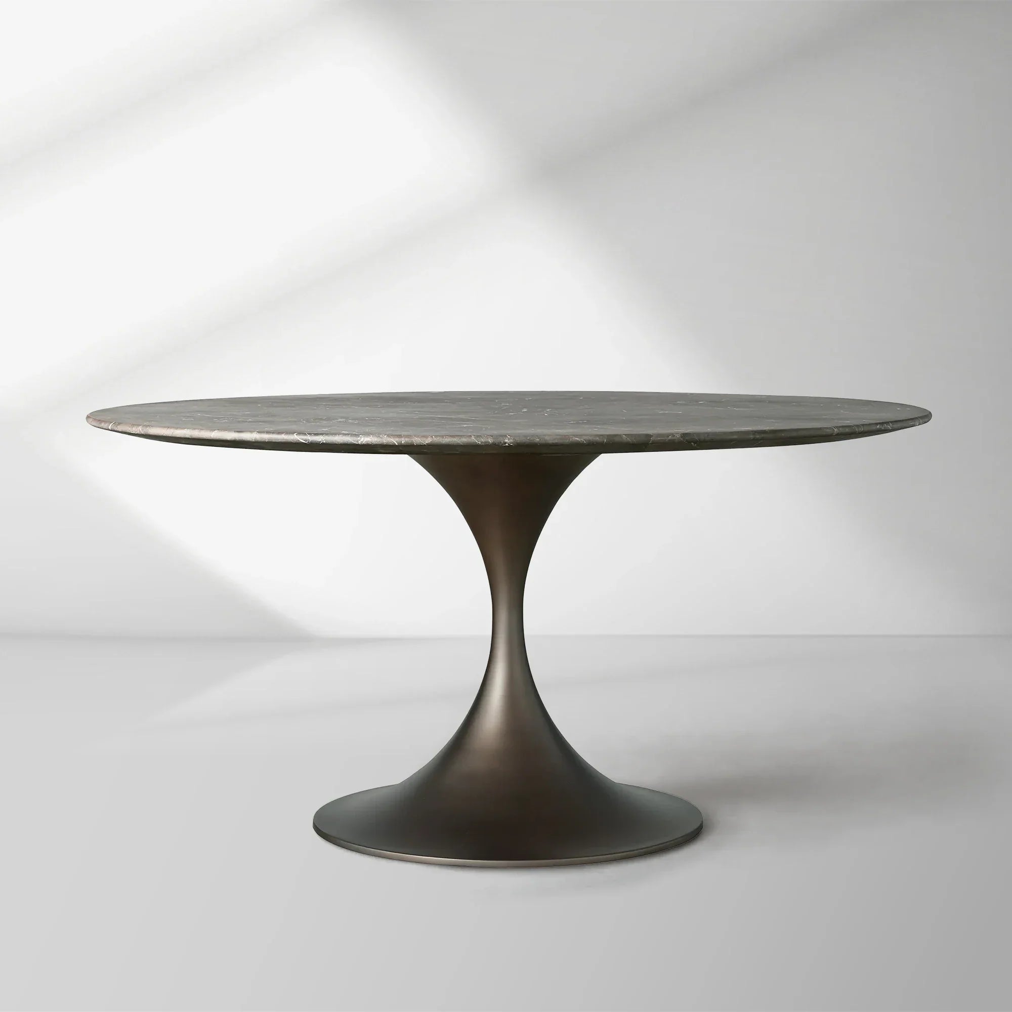 Aero Saint Germain Dining Table Round Marble Stone Tabletop Tulips Dining Table with Launette Steel Base