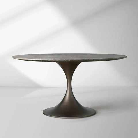 Aero Saint Germain Dining Table Round Marble Stone Tabletop Tulips Dining Table with Launette Steel Base