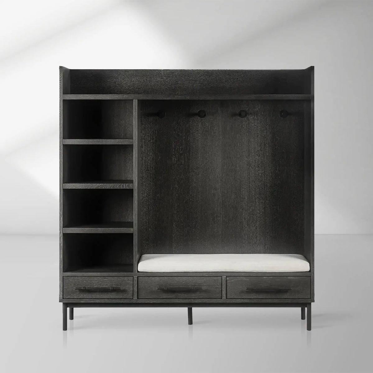 Sullivan Oak Wood Entry Cabinet Modern Rustic Entrance Lockers