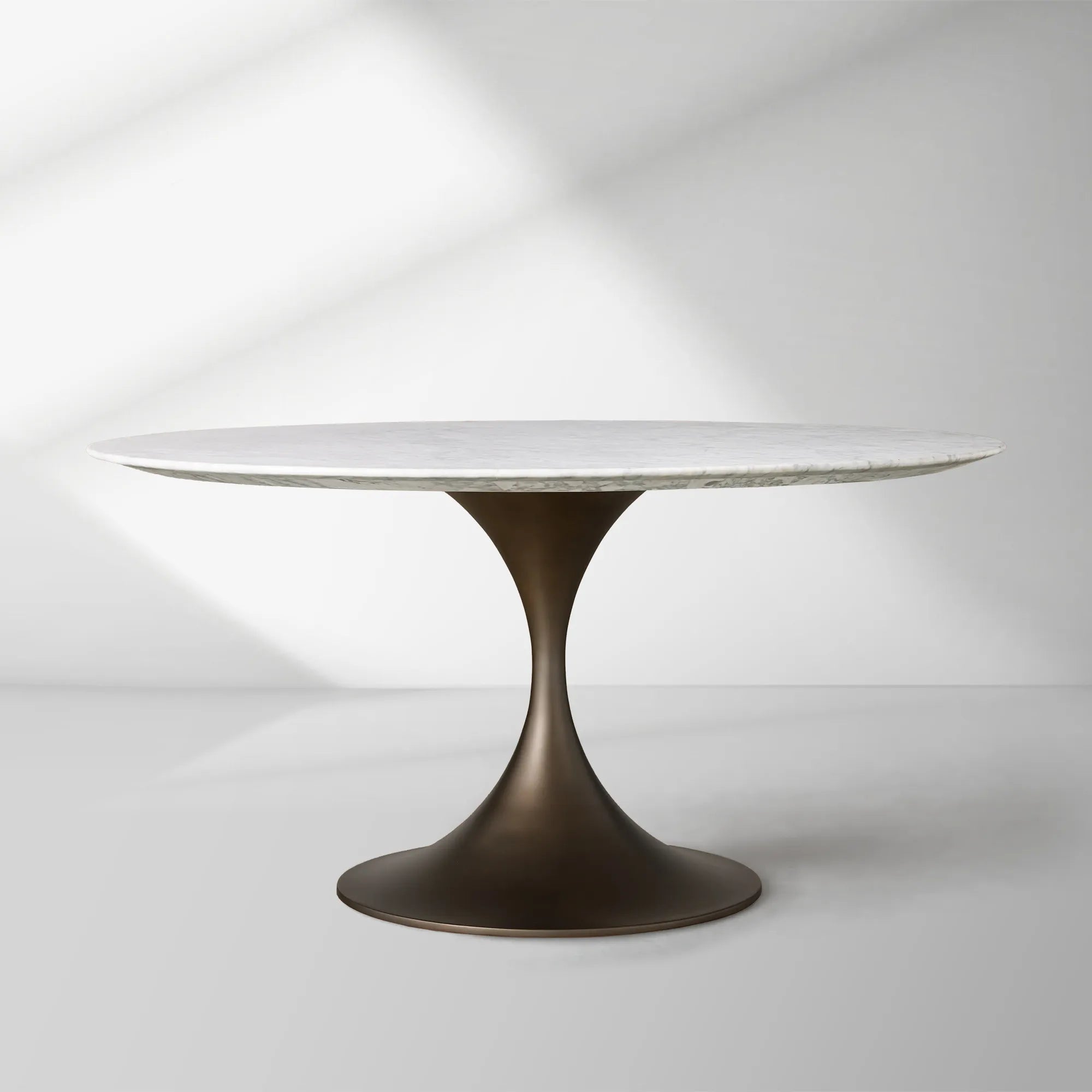 Aero Saint Germain Dining Table Round Marble Stone Tabletop Tulips Dining Table with Launette Steel Base
