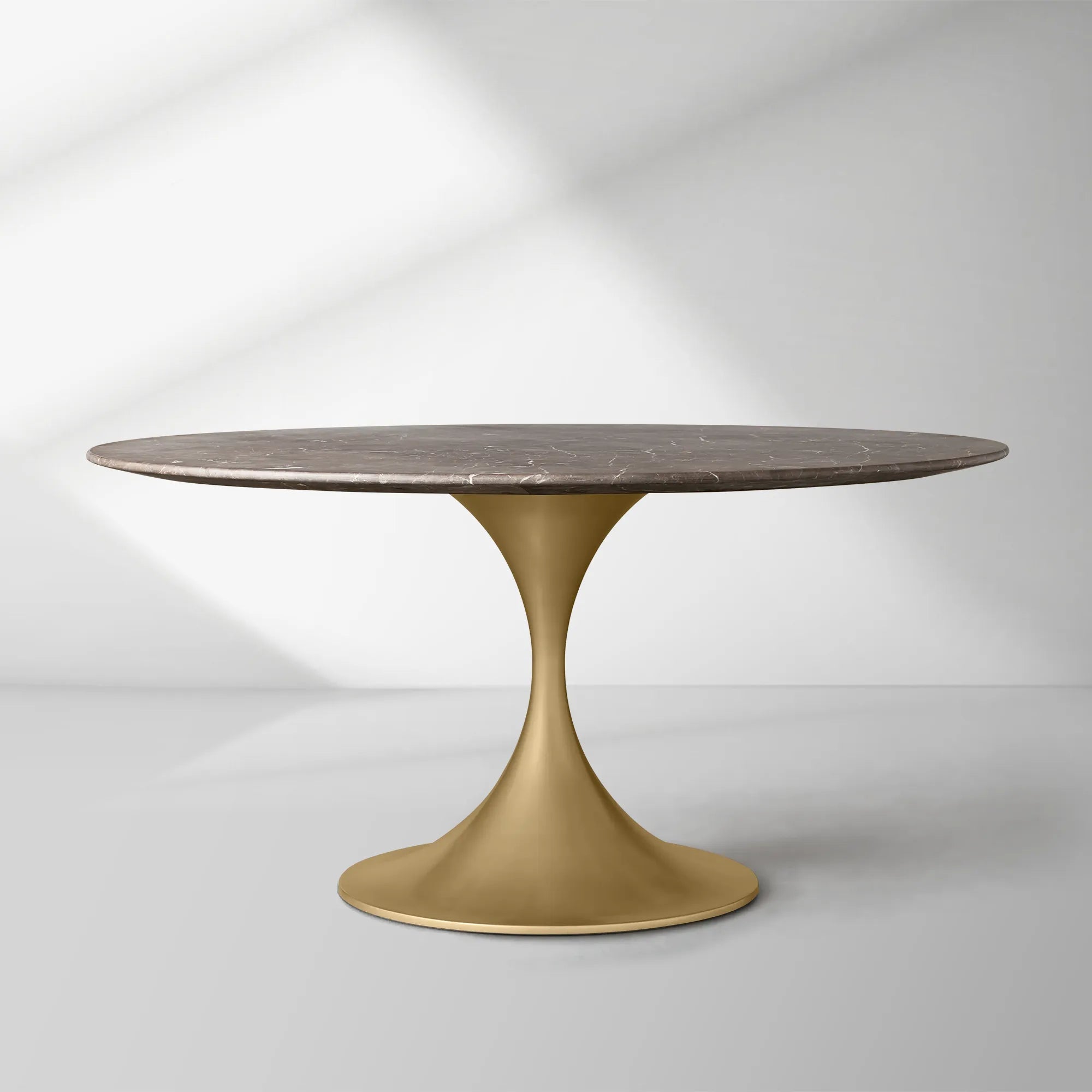 Aero Saint Germain Dining Table Round Marble Stone Tabletop Tulips Dining Table with Launette Steel Base