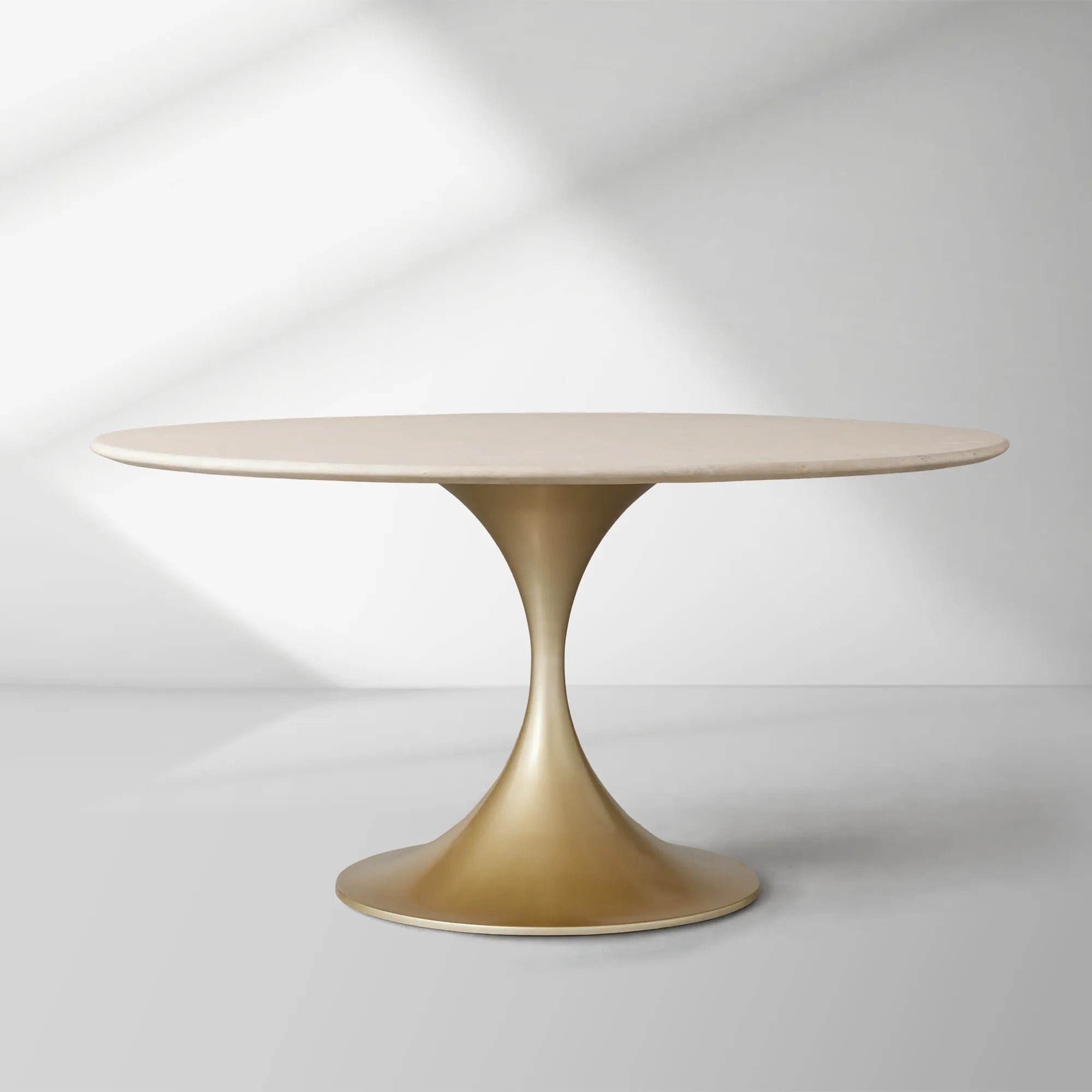 Aero Saint Germain Dining Table Round Marble Stone Tabletop Tulips Dining Table with Launette Steel Base