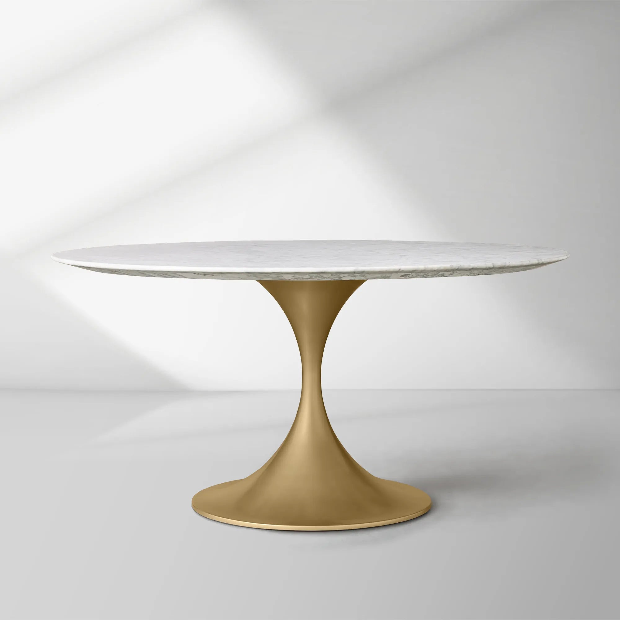 Aero Saint Germain Dining Table Round Marble Stone Tabletop Tulips Dining Table with Launette Steel Base