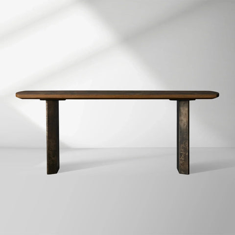 Polanco Ash Entrance Console Wood Hallway Entryway Table With Steel Base