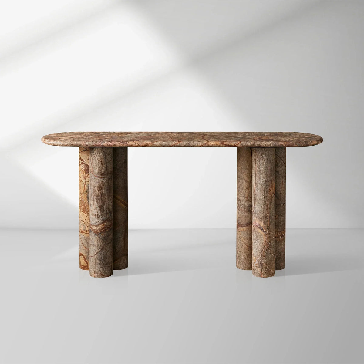 Serafin Natural Stone Entryway Console Table Vintage Style Hallway Entrance Table with Column Legs
