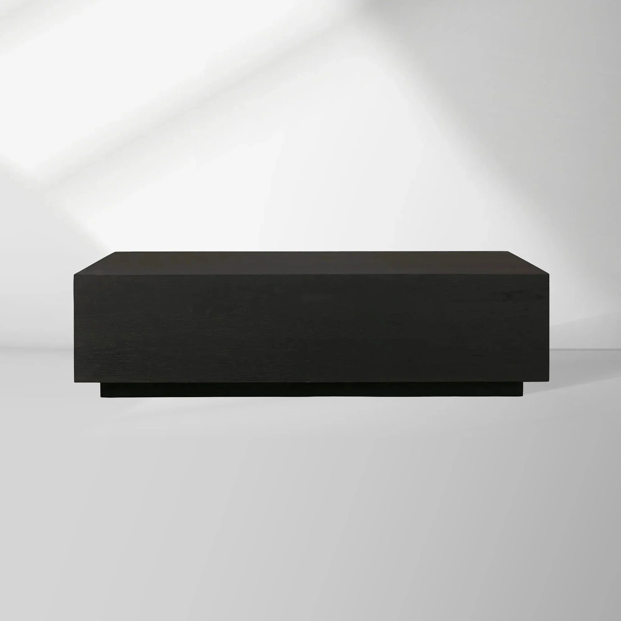 Sullivan Rectangular Oak Coffee Table Black Plinth Base Cocktail Table Wood Living Room Center Tea Table