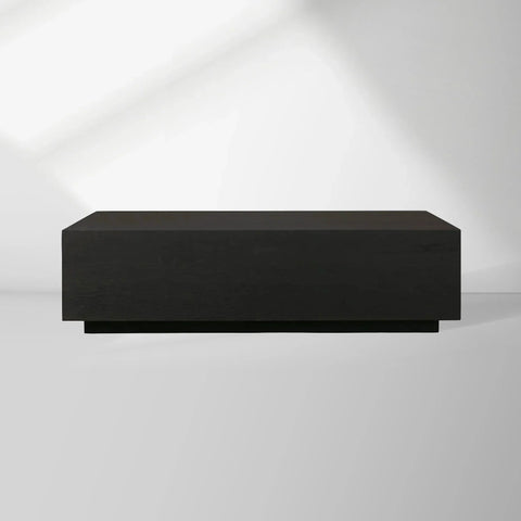 Sullivan Rectangular Oak Coffee Table Black Plinth Base Cocktail Table Wood Living Room Center Tea Table