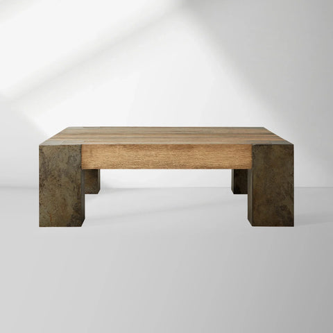 Telluride Square Oak Coffee Table Wood Cocktail Table Living Room Center Tea Table Vintage Cocktail Table