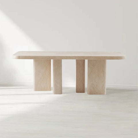 Cruz Outdoor Rectangular Marble Stone Dining Table