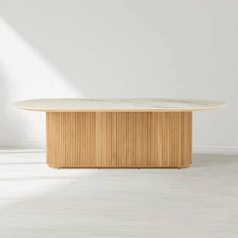 Beaumont Outdoor Teak Dining Table with Stone Tops