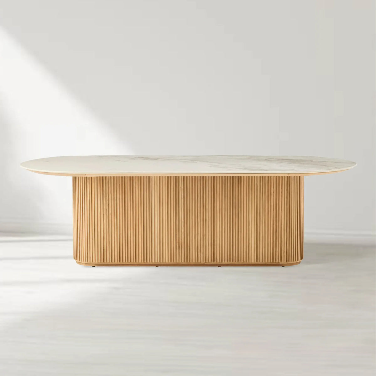 Beaumont Outdoor Teak Dining Table with Stone Tops