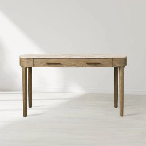 Danny Writing Desk with Oak Wood Base and Marble Stone Top