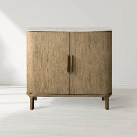 Danny Cabinet with Oak Wood Base and Marble Stone Top