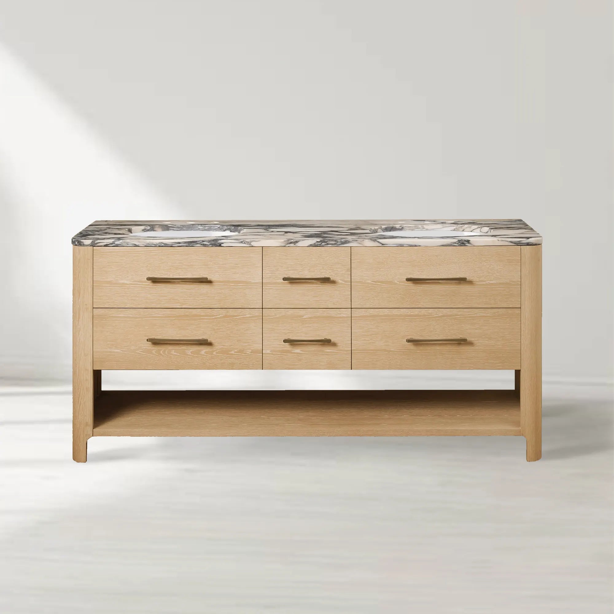 Calista Honed Stone Tops Double Vanity with Drawers