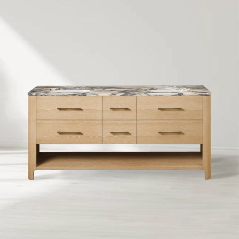 Calista Honed Stone Tops Double Vanity with Drawers