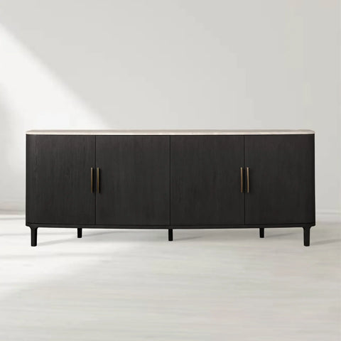 Danny Marble Top Sideboard Oak Wood Buffet Buffet Table Cabinet Country Entryways TV Cabinet