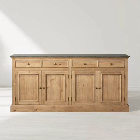 Kensington Buffet with Solid Pine Wood Base and Stone Top