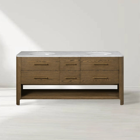 Calista Honed Stone Tops Double Vanity with Drawers