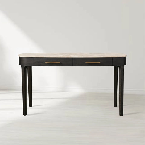 Danny Writing Desk with Oak Wood Base and Marble Stone Top