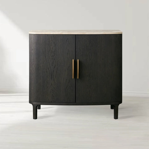 Danny Oak Wood Cabinet with Marble Tops