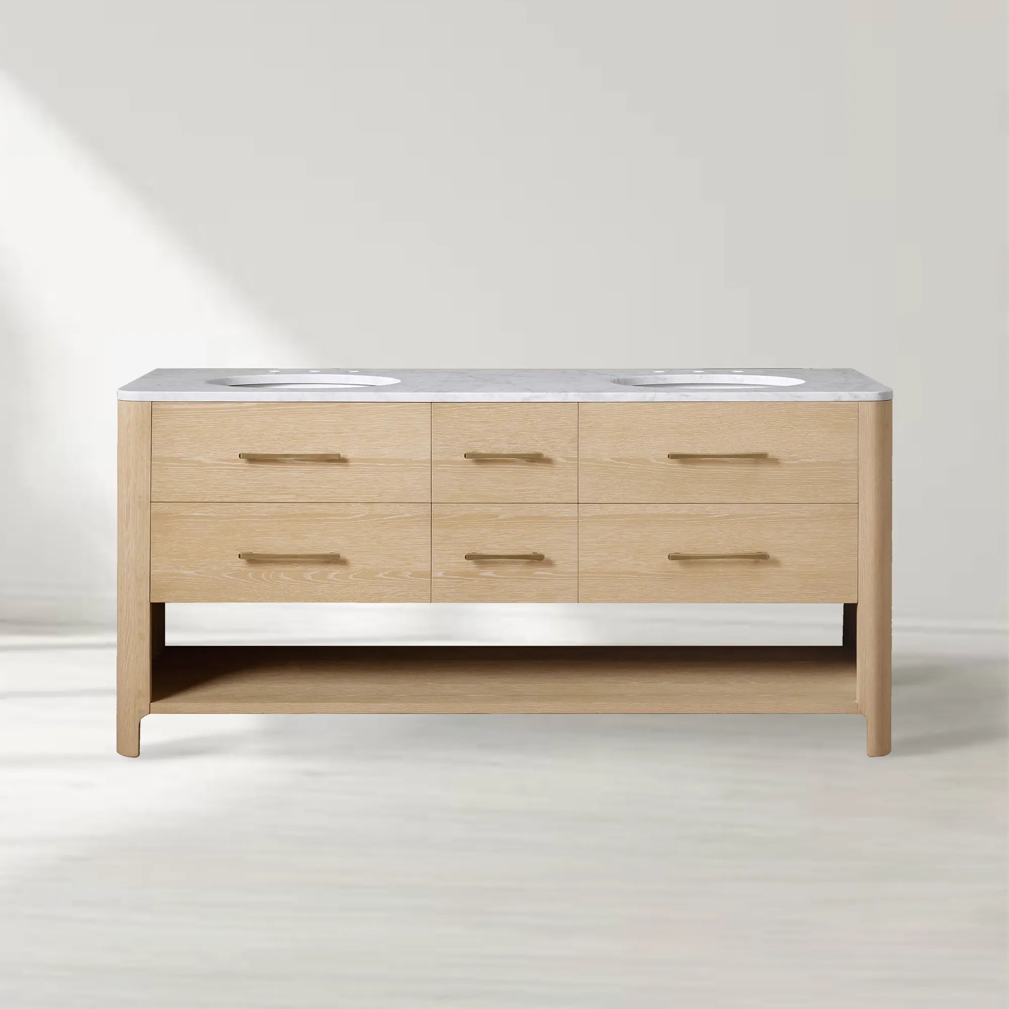 Calista Honed Stone Tops Double Vanity with Drawers