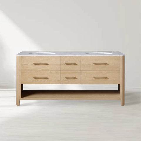 Calista Honed Stone Tops Double Vanity with Drawers