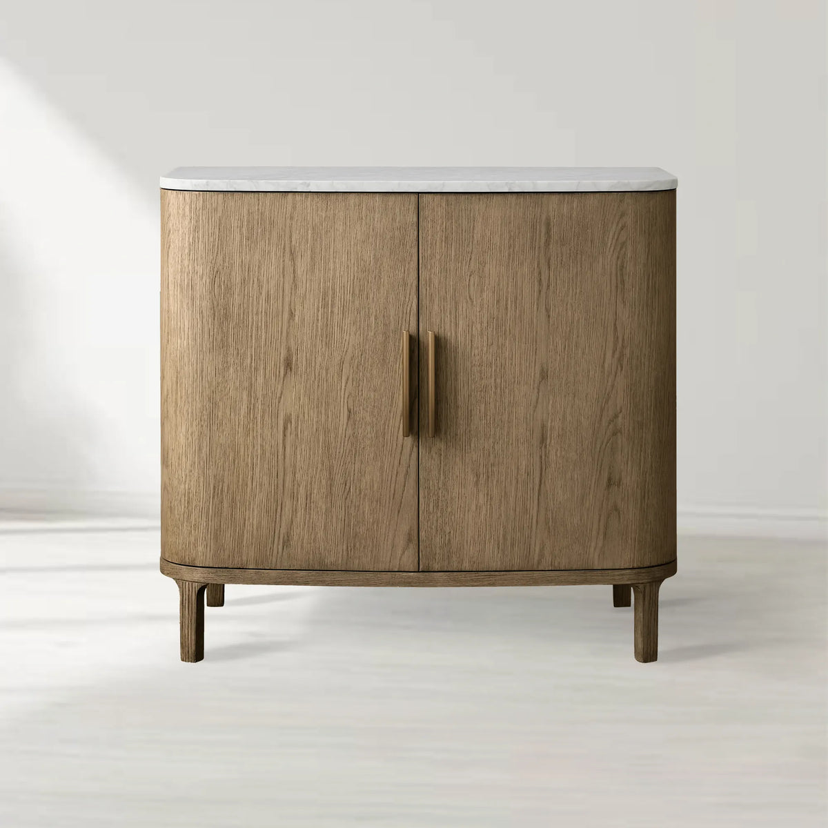 Danny Oak Wood Cabinet with Marble Tops