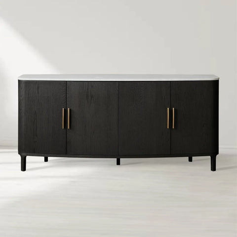 Danny Marble Top Sideboard Oak Wood Buffet Buffet Table Cabinet Country Entryways TV Cabinet