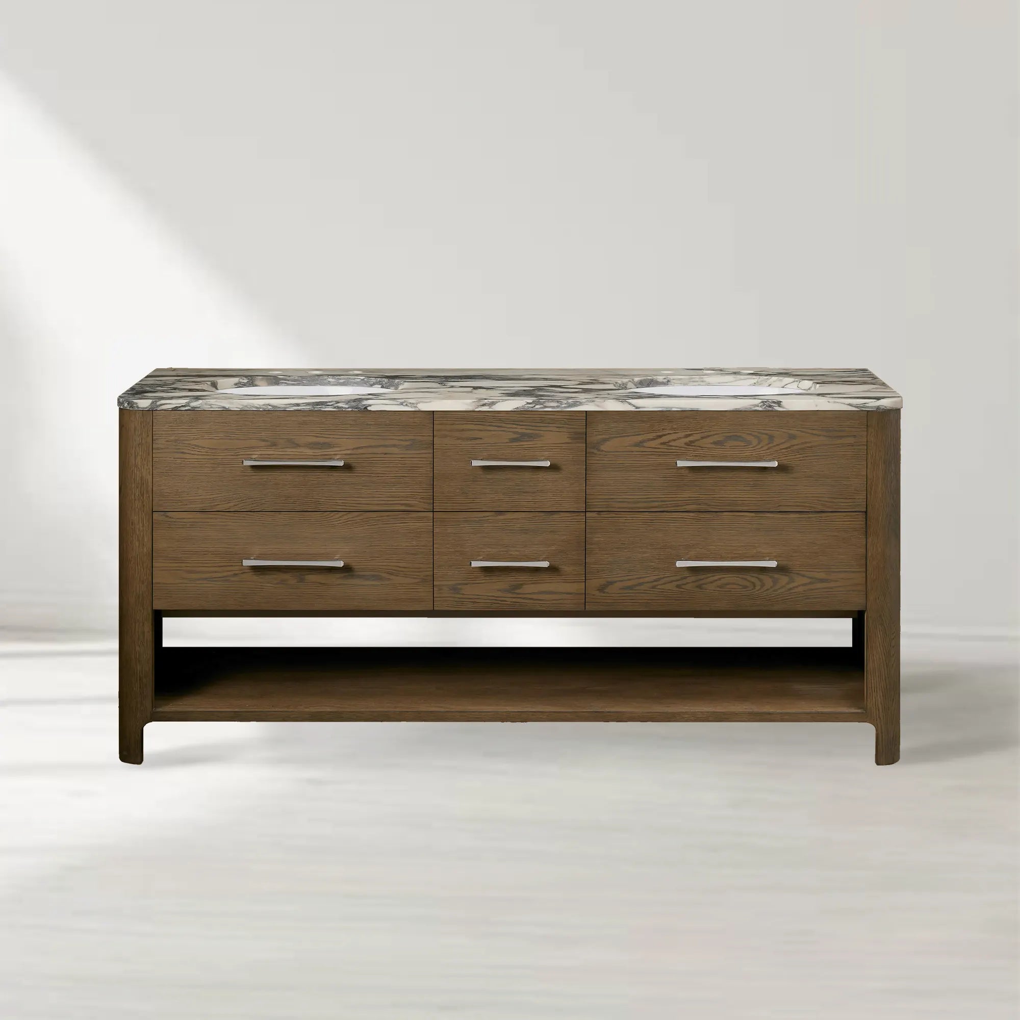 Calista Honed Stone Tops Double Vanity with Drawers
