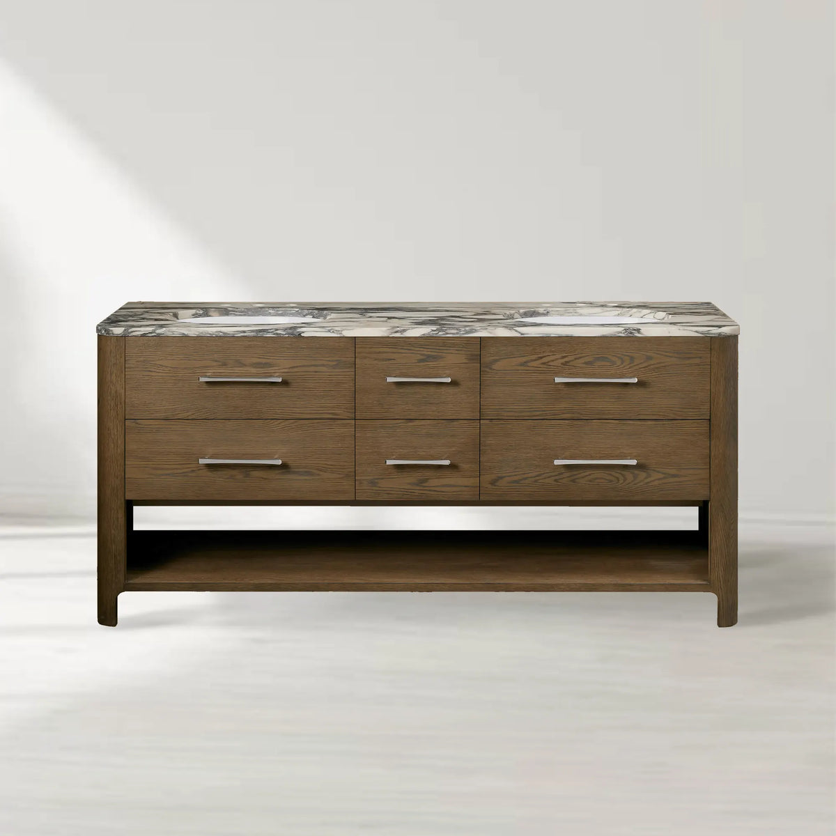 Calista Honed Stone Tops Double Vanity with Drawers
