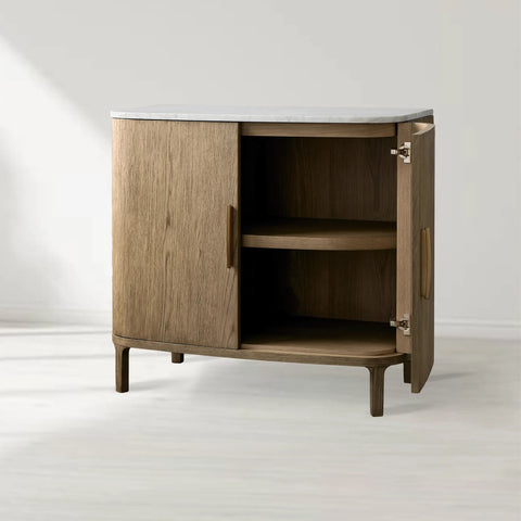 Danny Cabinet with Oak Wood Base and Marble Stone Top