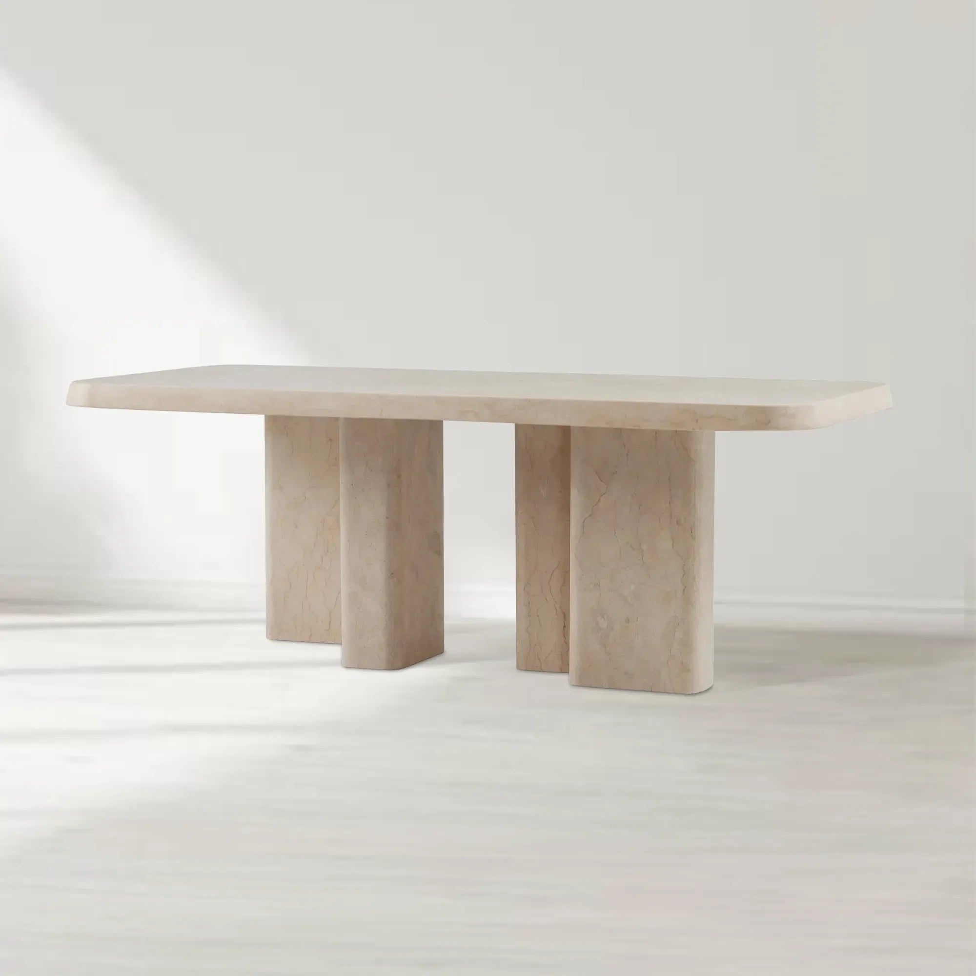 Cruz Outdoor Rectangular Marble Stone Dining Table
