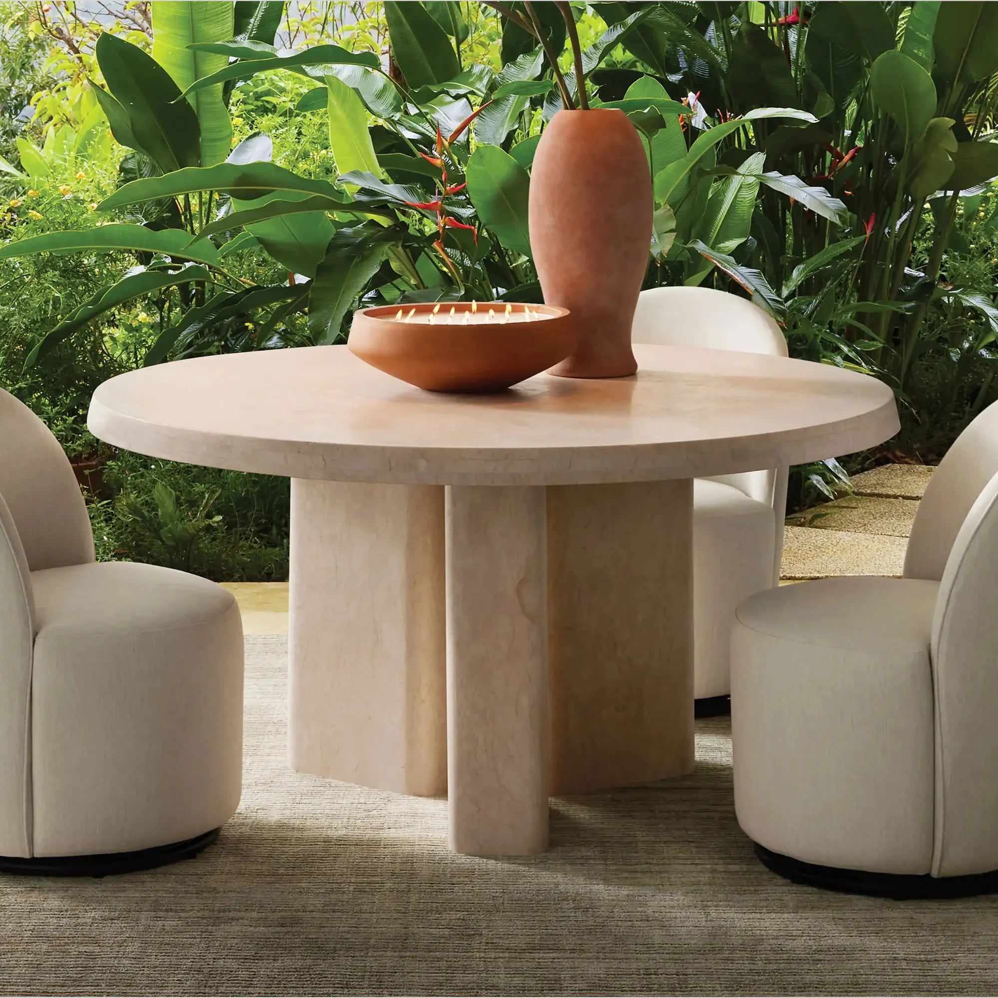 Cruz Outdoor Round Marble Dining Table
