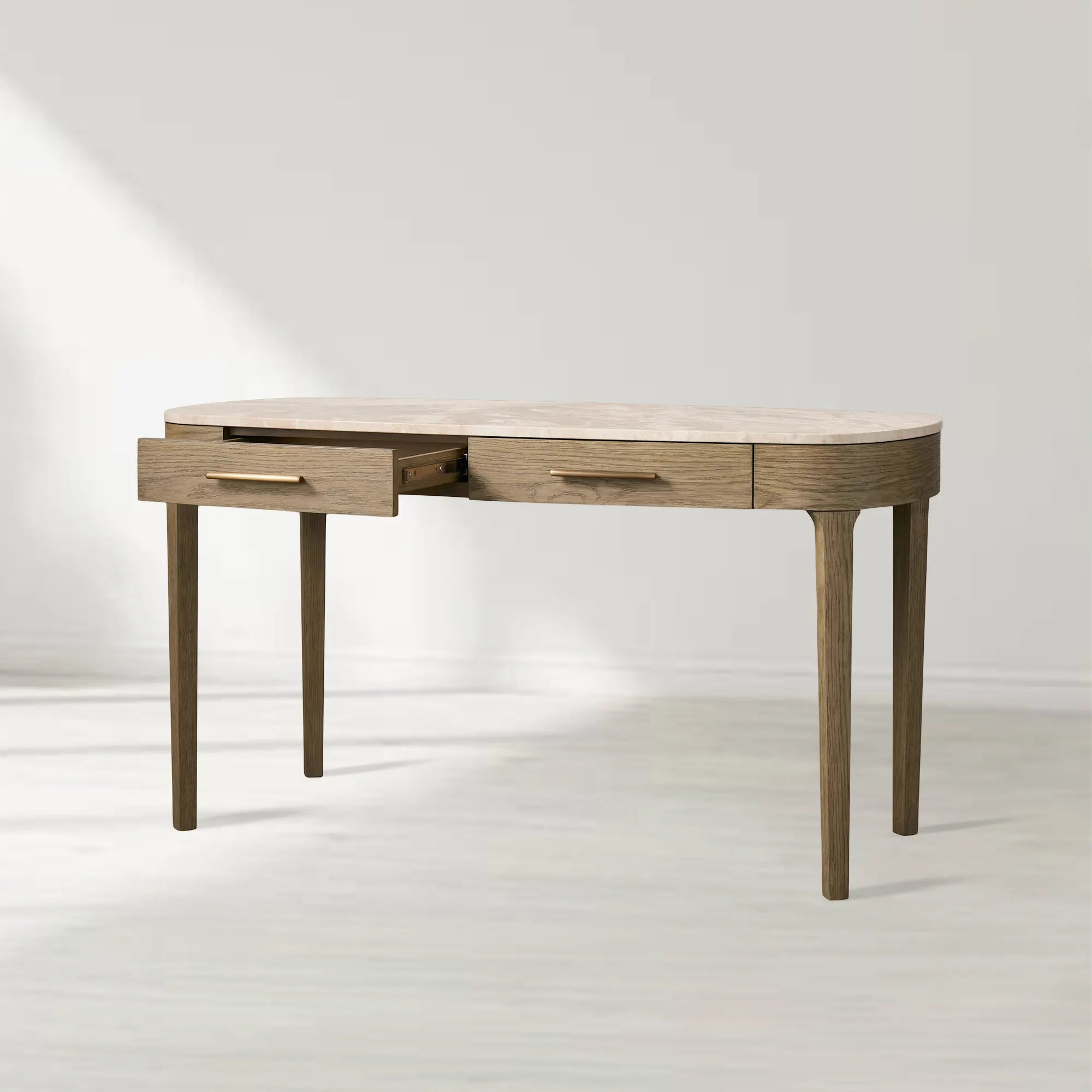 Danny Writing Desk with Oak Wood Base and Marble Stone Top